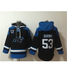 Men Carolina Panthers 53 Brian Burns Black Ageless Must Have Lace Up Pullover Hoodie