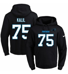 NFL Mens Nike Carolina Panthers 75 Matt Kalil Black Name Number Pullover Hoodie