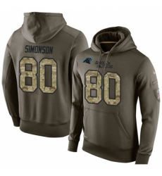 NFL Nike Carolina Panthers 80 Scott Simonson Green Salute To Service Mens Pullover Hoodie