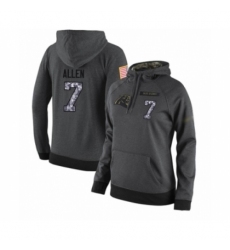 Football Womens Carolina Panthers 7 Kyle Allen Stitched Black Anthracite Salute to Service Player Performance Hoodie