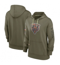 Women Chicago Bears 2022 Olive Salute To Service Therma Performance Pullover Hoodie