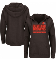 NFL Cleveland Browns Majestic Womens Self Determination Pullover Hoodie Brown