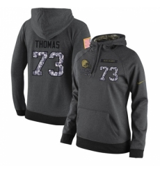 NFL Womens Nike Cleveland Browns 73 Joe Thomas Stitched Black Anthracite Salute to Service Player Performance Hoodie