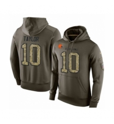 Football Mens Cleveland Browns 10 Taywan Taylor Green Salute To Service Pullover Hoodie
