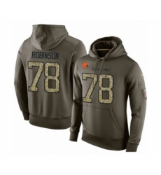 Football Mens Cleveland Browns 78 Greg Robinson Green Salute To Service Pullover Hoodie