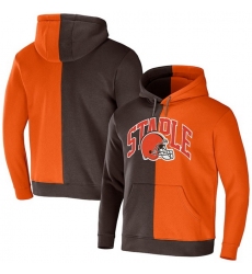 Men Cleveland Browns Brown Orange Split Logo Pullover Hoodie
