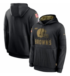 Men Cleveland Browns Nike 2020 Salute to Service Sideline Performance Pullover Hoodie Black