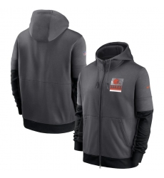 Men Cleveland Browns Nike Sideline Impact Lockup Performance Full Zip Hoodie Charcoal