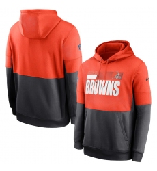 Men Cleveland Browns Nike Sideline Impact Lockup Performance Pullover Hoodie Orange Charcoal