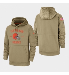 Mens Cleveland Browns Tan 2019 Salute to Service Sideline Therma Pullover Hoodie