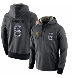 NFL Mens Nike Cleveland Browns 6 Cody Kessler Stitched Black Anthracite Salute to Service Player Performance Hoodie