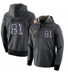NFL Mens Nike Cleveland Browns 81 Rashard Higgins Stitched Black Anthracite Salute to Service Player Performance Hoodie