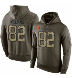 NFL Nike Cleveland Browns 82 Kasen Williams Green Salute To Service Mens Pullover Hoodie