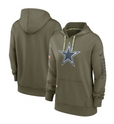 Women Dallas Cowboys 2022 Olive Salute To Service Therma Performance Pullover Hoodie