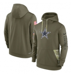 Men Dallas Cowboys 2022 Olive Salute To Service Therma Performance Pullover Hoodie