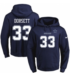 NFL Mens Nike Dallas Cowboys 33 Tony Dorsett Navy Blue Name Number Pullover Hoodie