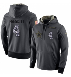 NFL Mens Nike Dallas Cowboys 4 Dak Prescott Stitched Black Anthracite Salute to Service Player Performance Hoodie