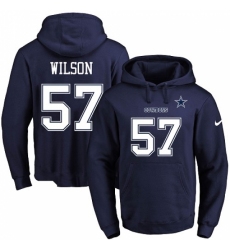 NFL Mens Nike Dallas Cowboys 57 Damien Wilson Navy Blue Name Number Pullover Hoodie