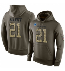 NFL Nike Dallas Cowboys 21 Ezekiel Elliott Green Salute To Service Mens Pullover Hoodie