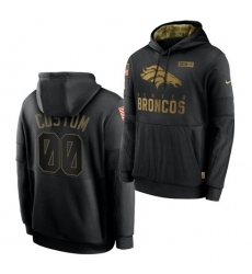 Men Custom Men Denver Broncos 2020 Salute To Service Black Sideline Performance Pullover Hoodie