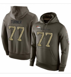 NFL Nike Denver Broncos 77 Billy Turner Green Salute To Service Mens Pullover Hoodie