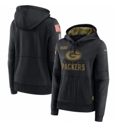 Women Green Bay Green Bay Green Bay Green Bay Packers Nike 2020 Salute to Service Performance Pullover Hoodie Black