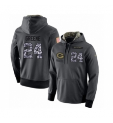 Football Mens Green Bay Packers 24 Raven Greene Stitched Black Anthracite Salute to Service Player Performance Hoodie