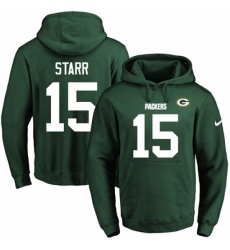 NFL Mens Nike Green Bay Packers 15 Bart Starr Green Name Number Pullover Hoodie