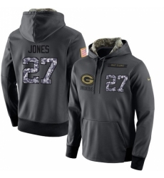 NFL Mens Nike Green Bay Packers 27 Josh Jones Stitched Black Anthracite Salute to Service Player Performance Hoodie