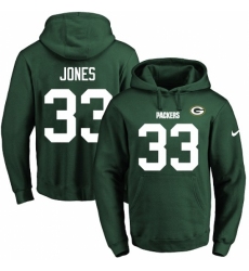 NFL Mens Nike Green Bay Packers 33 Aaron Jones Bennett Green Name Number Pullover Hoodie