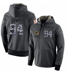 NFL Mens Nike Green Bay Packers 94 Dean Lowry Stitched Black Anthracite Salute to Service Player Performance Hoodie