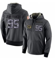 NFL Mens Nike Green Bay Packers 95 Ricky Jean Francois Stitched Black Anthracite Salute to Service Player Performance Hoodie
