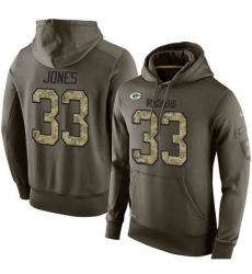 NFL Nike Green Bay Packers 33 Aaron Jones Green Salute To Service Mens Pullover Hoodie