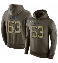 NFL Nike Green Bay Packers 63 Corey Linsley Green Salute To Service Mens Pullover Hoodie