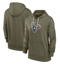 Women Houston Texans 2022 Olive Salute To Service Therma Performance Pullover Hoodie