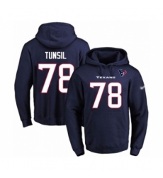 Football Mens Houston Texans 78 Laremy Tunsil Navy Blue Name Number Pullover Hoodie