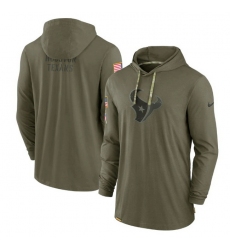Men Houston Texans 2022 Olive Salute To Service Tonal Pullover Hoodie