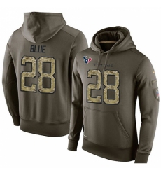 NFL Nike Houston Texans 28 Alfred Blue Green Salute To Service Mens Pullover Hoodie