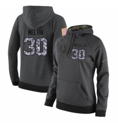NFL Womens Nike Indianapolis Colts 30 Rashaan Melvin Stitched Black Anthracite Salute to Service Player Performance Hoodie
