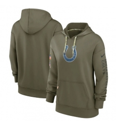 Women Indianapolis Colts 2022 Olive Salute To Service Therma Performance Pullover Hoodie