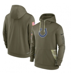 Men Indianapolis Colts 2022 Olive Salute To Service Therma Performance Pullover Hoodie