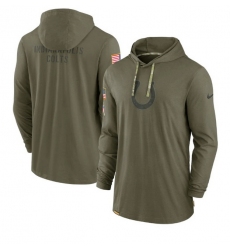 Men Indianapolis Colts 2022 Olive Salute To Service Tonal Pullover Hoodie