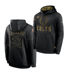 Men Indianapolis Colts 53 Darius Leonard 2020 Salute To Service Black Sideline Performance Pullover Hoodie