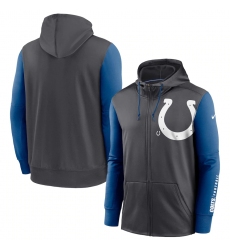 Men Indianapolis Colts Charcoal Royal Fan Gear Mascot Performance Full Zip Hoodie