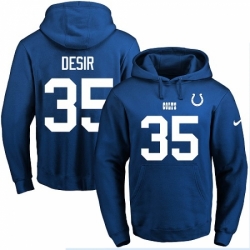 NFL Mens Nike Indianapolis Colts 35 Pierre Desir Royal Blue Name Number Pullover Hoodie
