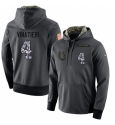 NFL Mens Nike Indianapolis Colts 4 Adam Vinatieri Stitched Black Anthracite Salute to Service Player Performance Hoodie