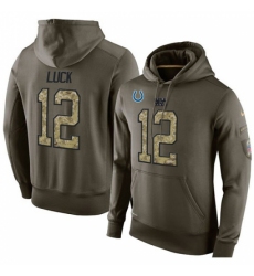 NFL Nike Indianapolis Colts 12 Andrew Luck Green Salute To Service Mens Pullover Hoodie
