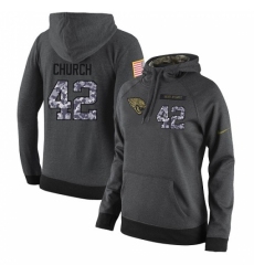 NFL Womens Nike Jacksonville Jaguars 42 Barry Church Stitched Black Anthracite Salute to Service Player Performance Hoodie