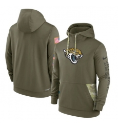 Men Jacksonville Jaguars 2022 Olive Salute To Service Therma Performance Pullover Hoodie