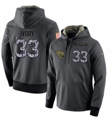 NFL Mens Nike Jacksonville Jaguars 33 Chris Ivory Stitched Black Anthracite Salute to Service Player Performance Hoodie